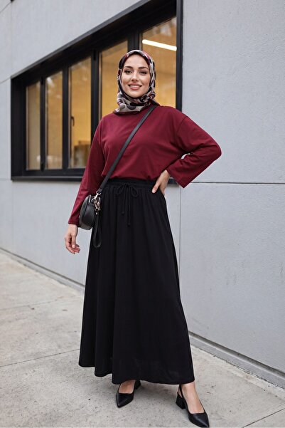 Modamorfo Round Neck Casual Combed Cotton Tunic - Dark Burgundy