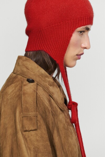 Massimo Dutti %100 kaşmir bağcıklı bere