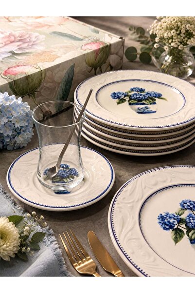 Onedekor 24 Piece Vintage Hydrangea Cake Tea Set