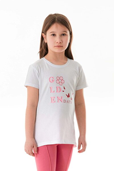 Fulla Moda 100% Cotton Golden Days Printed Girl's T-Shirt