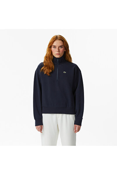 Lacoste Kadın Relaxed Fit Yarım Fermuarlı Lacivert Sweatshirt