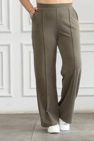 yb yağmur butik Ribbed Stitched Palazzo Trousers