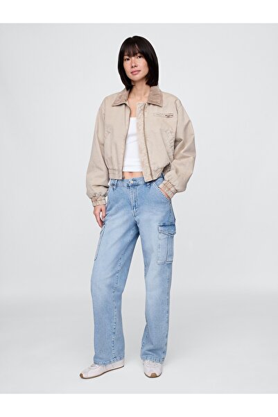GAP Kadın Mavi Mid Rise '90s Loose Kargo Jean Pantolon