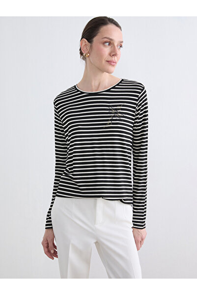 LC Waikiki Original Oval Collar Striped Women's T-Shirt