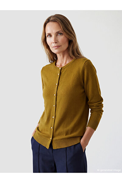 LC Waikiki Nevavm Oval Collar Women's Knitwear Cardigan with a Difference