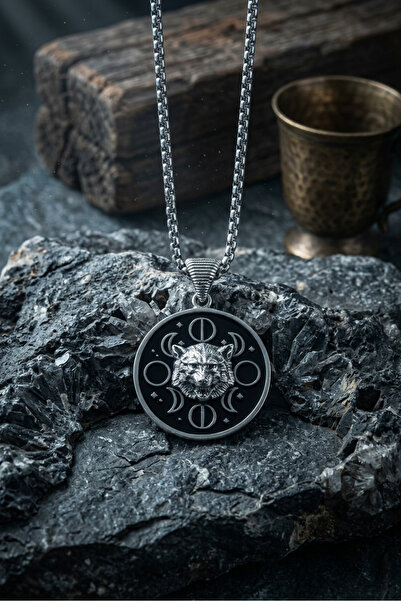 Begondio The Phases of the Wolf Moon Handcrafted Stainless Steel Chain Mens N...