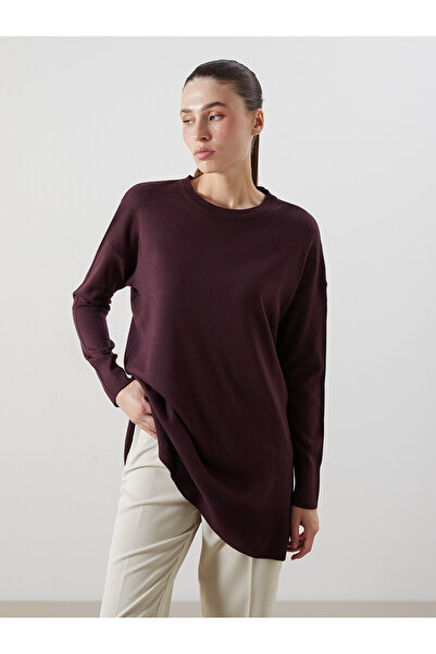 LC Waikiki Nevavm Farkıyla Lcwaikiki Classic Plum Knitwear Plain Loose & Bagg...