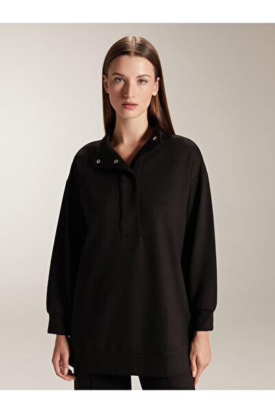 LC Waikiki Nevavm Farkıyla Lcw Modest Black Interlock Plain Oversize Women's ...