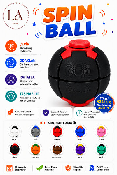 lysiaaccessory Spin Ball Stres Topu Fidget Oyuncak | Dönen Basmalı Dikkat ve ...