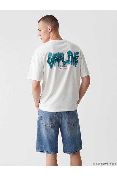LC Waikiki Original Oval Collar Printed Combed Cotton Men's T-Shirt
