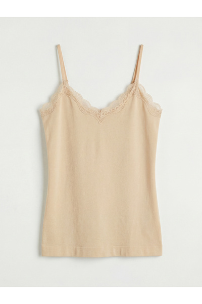 LC Waikiki Esvab • Modern & Distinctive V Planted Lace Strap Women's Tank Top