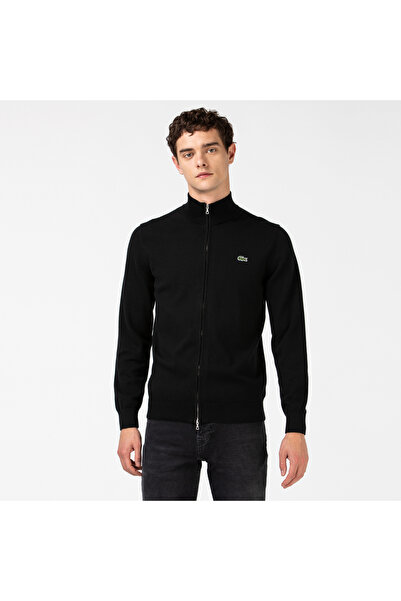 Lacoste Erkek Regular Fit Uzun Kollu Dik Yaka Siyah Triko