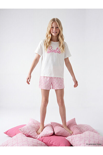 LC Waikiki Vizyon New Season Barbie Printed Girls' Shorts Pajama Set