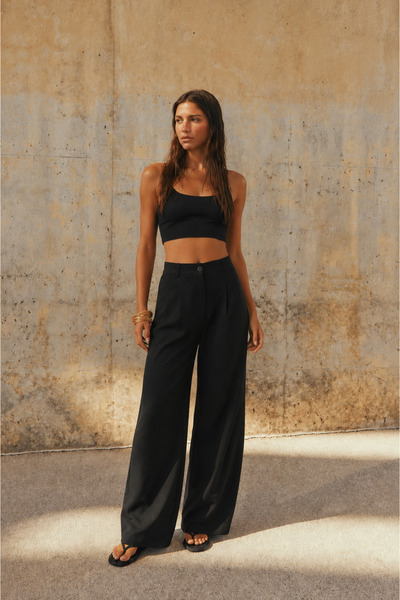 HATCELL Siyah Oversize Palazzo Pantolon