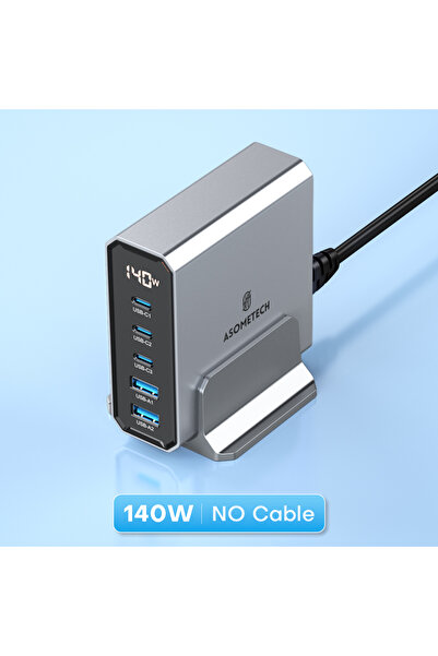 Choice EU Plug 140W NO PD Cable ASOMETECH 140W GaN USB Type C Fast Charger Mu...