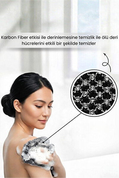Orvila Duş Lifi | Exfelle Blissal Peeling Etkili Banyo Vücut Duş Lifi Yüz Karbon Örgü Kese Ölü Deri Arındırıcı 85x24 cm