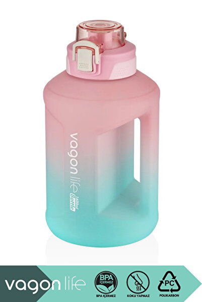 Vagonlife 1600ml Double Color Motivational Water Bottle with Carrying Strap a...