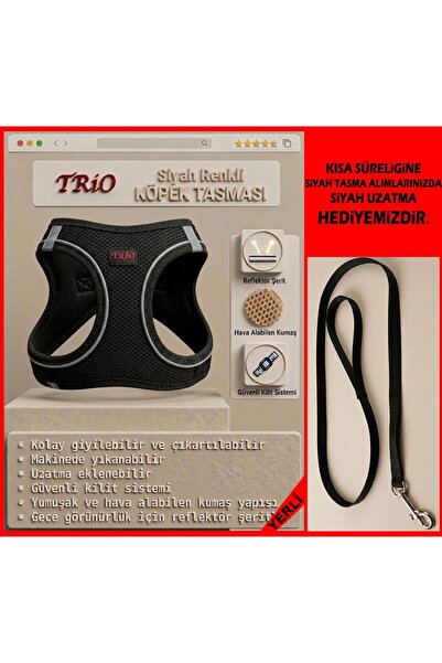 Trio Air -Mesh Küçük ve Orta Irk Kedi Köpek Göğüs Tasması Yumuşak, Nefes Alab...