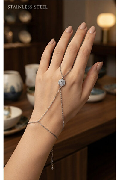 Generic Brand Silver Color White Stone Round Steel Shahmeran