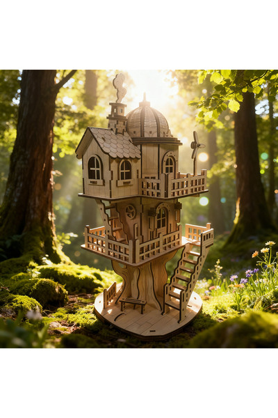 Choice WHITE Wooden Treehouse 3D Puzzle Model DIY Construction Kit Creative T...