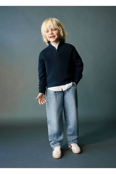 MANGO Baby Pamuklu Paperbag jean pantolon