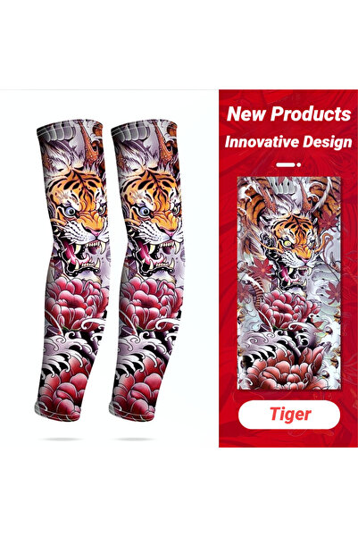 Choice Universal Size Tiger Long Summer Tattoo Sleeves Seamless Armguard Sun ...