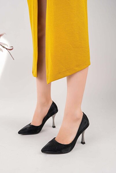 Nesil Shoes Özma 503 Черни дамски обувки с висок ток