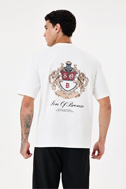 SON OF BRONZE Off White Sırt Baskılı Comfort T-shirt