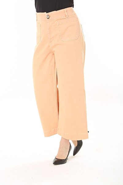 Şans Orange Lycra High Waist Jeans - Large Size, Wide Leg, 4 Pockets 65N37920
