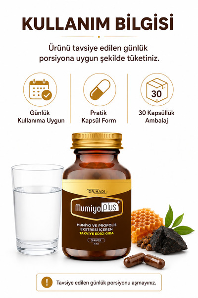DR HADI Mumiyo (Shilajit) ve Propolis Ekstresi içeren 60 Kapsül