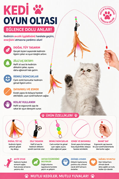 rianka Elastic String Cat Play Fishing Rod - Interactive Furry Hunting Cat To...