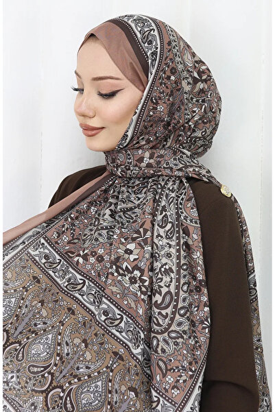 sefamerve Etnik Desenli Soft Şal 70312-13 Kahverengi