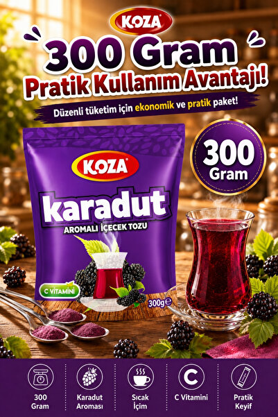 Koza Gurmelerin Seçimi Karadut Aromalı Muhteşem Lezzet Karadut Çayı Premium İçecek Tozu 300 Gram