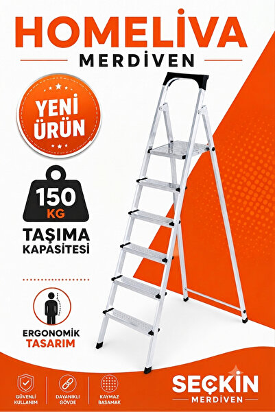 homeliva 5+1 Basamaklı Seçkin Metal Merdiven Sağlam Estetik Ev Tipi Merdiven