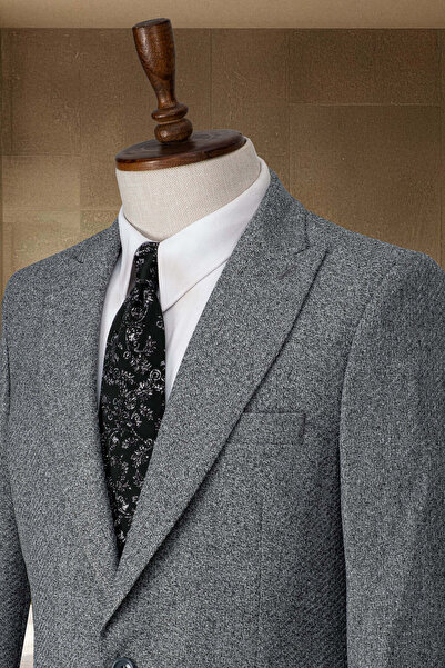 Sergio Ferraro Gri Slim Fit Klasik Erkek Blazer Ceket