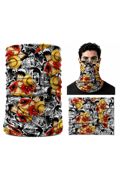FG KONNİCHİWA One Piece Printed Bandana Anime Face Mask and Neck Gaiter and D...