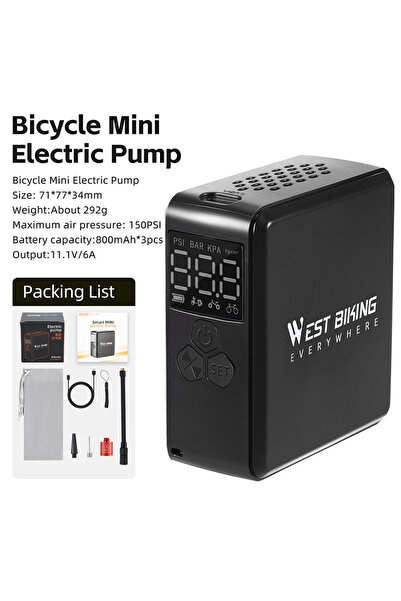 Choice مضخة كهربائية صغيرة سوداء من WEST BIKING بقوة 150PSI، نافخة إطارات محم...