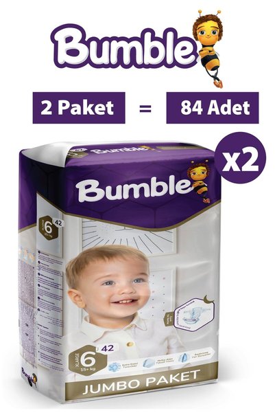 Bumble Size 6 Xlarge Baby Diapers Jumbo Pack 84 Pieces |   15kg