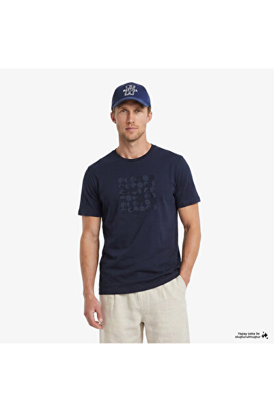 Nautica Erkek Lacivert Regular Fit Baskılı T-Shirt