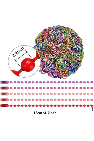 Choice 10PCS Color Mixture 100PCS 12cm Bead Chains Fits Key Chain/Dolls/Label...
