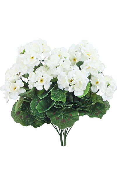 Choice1 1Pcs White 14in Artificial Geraniums Red Faux Flowers Silk Bouquet DI...