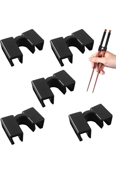 Choice Black 5 PCS 5 PCS Reusable Chopsticks Helpers Training Chopstick Hinge...