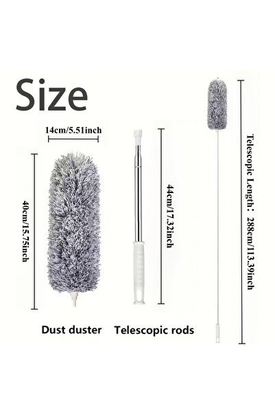 Choice1 light grey - 288cm Duster with Extension Rod, Retractable Dust Brush,...