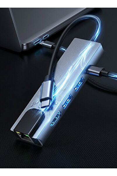 unbranded محول USB-C 5 في 1 مع شحن PD بقوة 100 واط، ومنفذ HDMI بدقة 4K، ومنفذ...