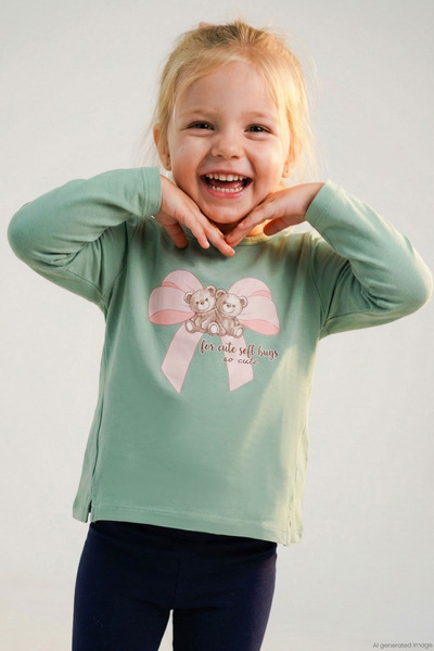 Breeze Girl's Long Sleeve T-Shirt with Friends Theme Little Teddy Bears 3-8 Y...