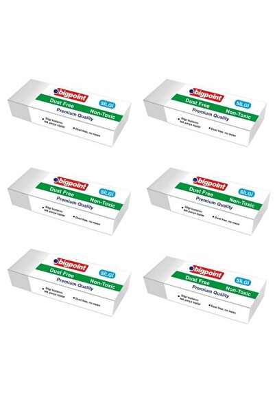 Bigpoint Set of 6 White Flat Cut Erasers Small Size Dust Free