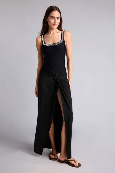 DeFacto Regular Fit Black Beach Skirt H9907Ax26Hs