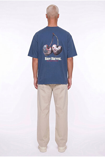 Respire Men's Harvest Printed Oversize T-Shirt Navy Blue