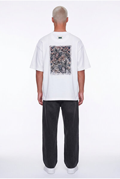 Respire Men's Ffb Vintage Embroidered Oversize T-Shirt Ecru