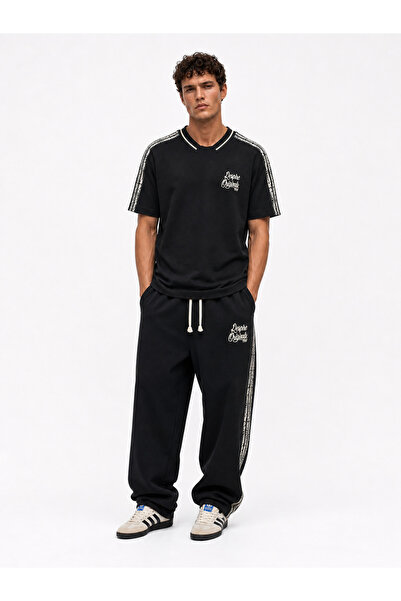 Respire Men's Originals Stripe Detailed Regular Fit Tracksuit Set Black